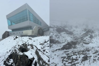 ¡Impresionante nevada en el Pico Espejo del Teleférico de Mérida! 🌨️🚡 #Viral