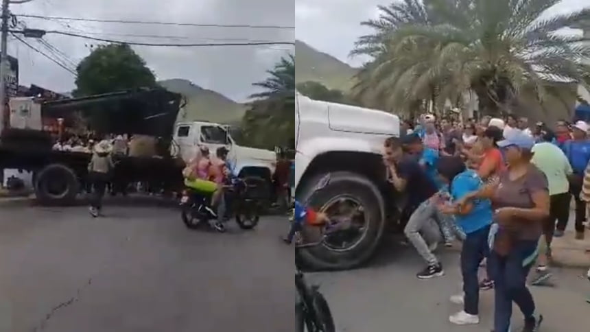 ¡Increíble! Multitud Mueve Camión para Dejar Pasar Caravana de María Corina en Margarita