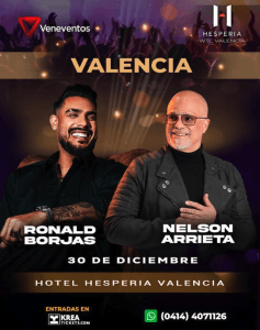Nelson Arrieta y Ronald Borjas ofrecerán concierto por primera juntos vez en Valencia